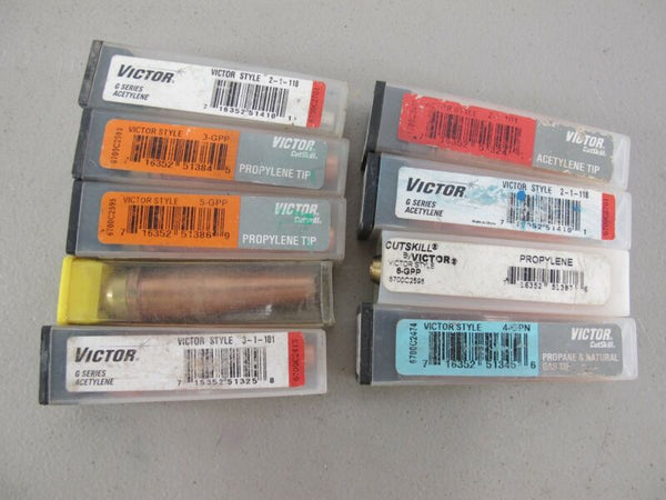 Victor 3 - 1 - 101 5 - GPP 3 - GPP 4 - GPN Lot of 9 Torch Tips - ZeereeZ