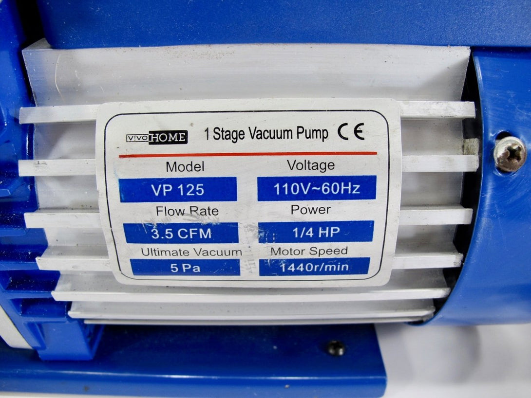 Vivo Home VP 125 High Performance Single Stage 1/4hp Vacuum Pump 3.5 CFM - ZeereeZ