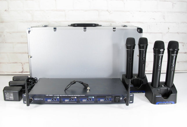 VocoPro UHF - 5805 Rechargeable 4Channel UHF Wireless Microphone System - ZeereeZ