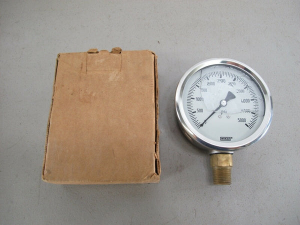 Wika 9766906 4" 213.53 5000 PSI Bourdon Tube Gauge Crimped Ring Stainless Steel - ZeereeZ